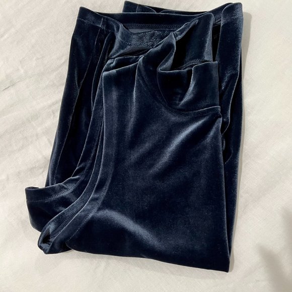 J. Crew Blue Velvet Mock Neck Top - Picture 5 of 7